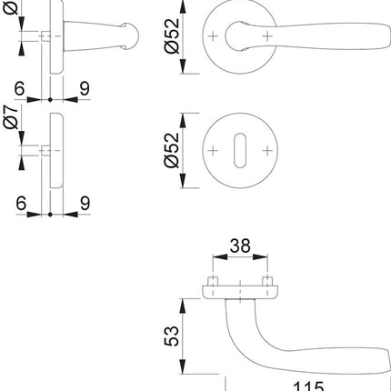 Zestaw róż HOPPE Maribor 1766/17KV/17KVS Aluminium F1 ( 3000203144 )