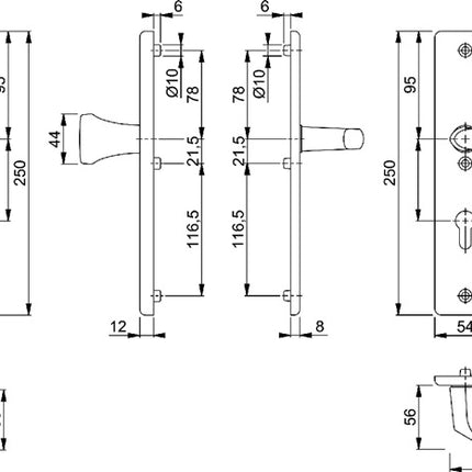 HOPPE Meble Birmingham 78G/2221A/2440/1117 Aluminium F4 ( 3000220075 )