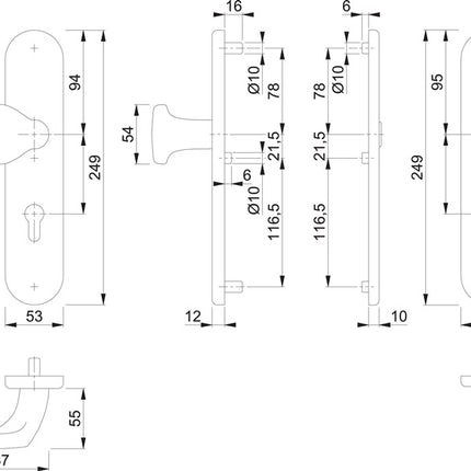 Meble ochronne HOPPE E86G/3331/3310 Stal nierdzewna F69 ( 3000209778 )