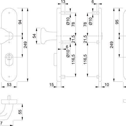 Meble ochronne HOPPE E86G/3332ZA/3310 Stal nierdzewna F69 ( 3000209780 )