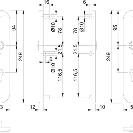 Para płyt długich HOPPE E3331/3310 mat F69 ( 3000209800 )