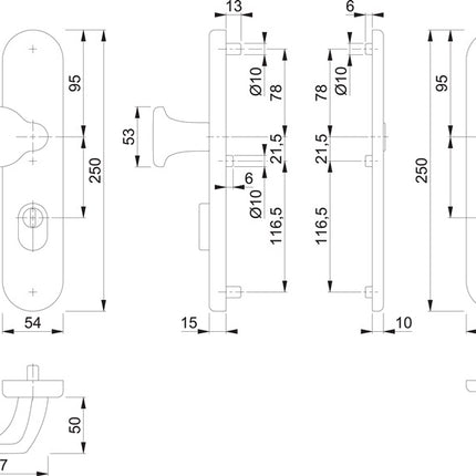 Meble HOPPE Security 86G/3332ZA/3310 Aluminium F1 ( 3000209785 )