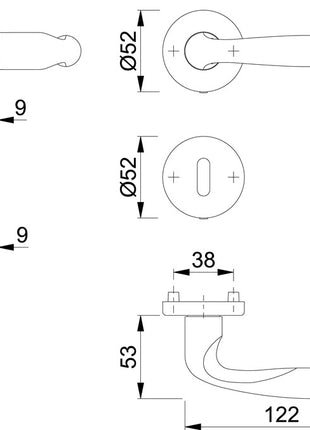 HOPPE Rosettengarnitur Verona M151/42KV/42KVS Messing F98-R ( 3000253738 )