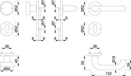 Zestaw róż HOPPE Paris 58/42KV/42KVS/138L Aluminium F1 ( 3000203811 )