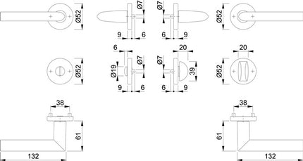 HOPPE Zestaw rozet Stockholm 1140/42KV/42KVS Aluminium F1 ( 3000252245 )