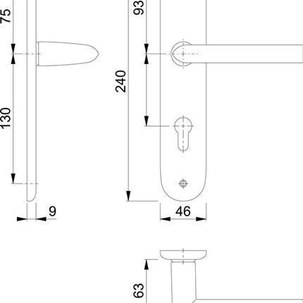 HOPPE zestaw długich rozet Stockholm 1140/273P Aluminium F1 ( 3000252599 )