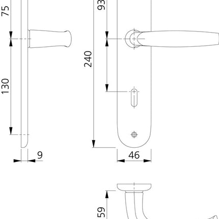 Zestaw długich płyt HOPPE Atlanta 1530/273P Aluminium F1 ( 3000252581 )