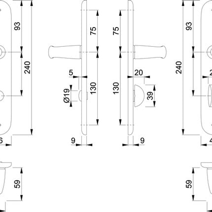 Zestaw długich płyt HOPPE Atlanta 1530/273P Aluminium F1 ( 3000252610 )
