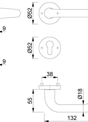 Zestaw rozetek HOPPE Paris 138L/42KV/42KVS Aluminium F1 ( 3000203809 )