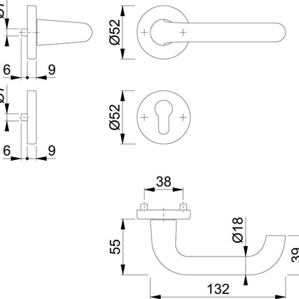 Zestaw rozetek HOPPE Paris 138L/42KV/42KVS Aluminium F1 ( 3000203809 )