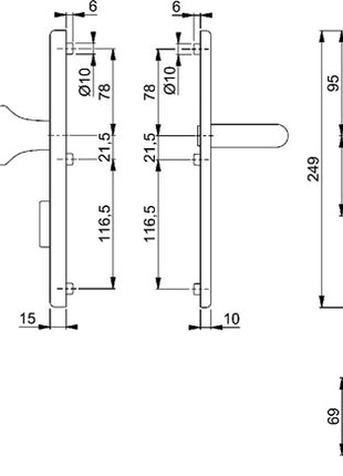 HOPPE Feuerschutzgarnitur Paris FS-E86G/3331/3310/138F Edelstahl F69 D/K ( 3000220048 )