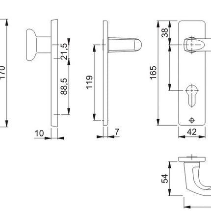 Zestaw krótkich rozet HOPPE London 54/227K/202KP/AP/113 Aluminium F2 ( 3000252237 )