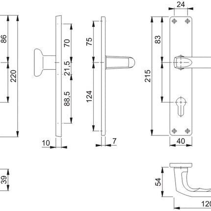 Zestaw długich płyt HOPPE London 54/227/202SP/113 Aluminium F2 ( 3000252241 )
