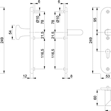 HOPPE Meble ochronne Utrecht E86G/3331A/3440/1444Z Stal nierdzewna F69 ( 3000220008 )