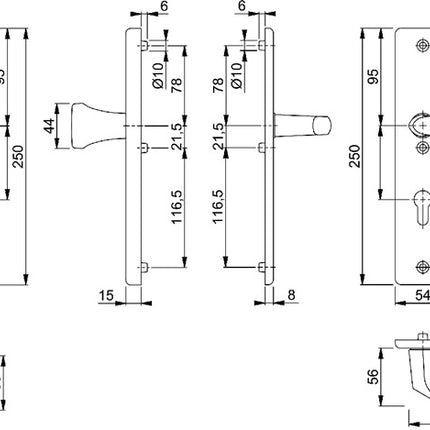 HOPPE Meble Birmingham 78G/2222A/2440/1117 Aluminium F2 ( 3000220059 )