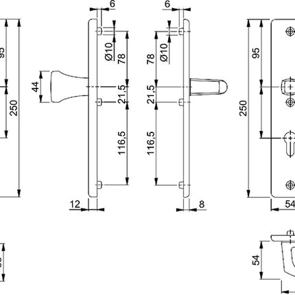 HOPPE Security furniture London 78G/2221A/2440/113 Aluminium F1 ( 3000220070 )