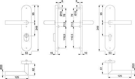 Zestaw przeciwpożarowy HOPPE Amsterdam FS-E1400F/3332ZA/33310 stal nierdzewna F69 D/D ( 3000220045 )