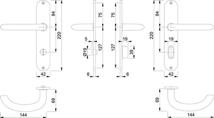 HOPPE zestaw długich rozet Marseille E1138Z/302 stal nierdzewna F69 ( 3000252287 )