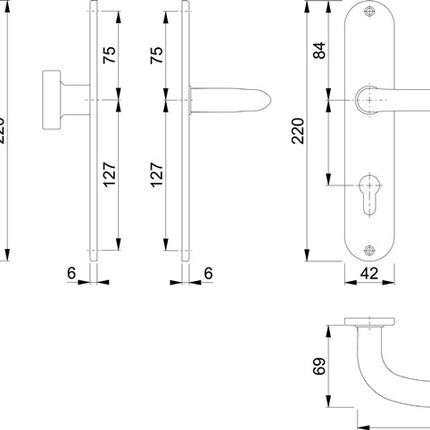 HOPPE zestaw długich rozet Marseille E58/302/1138Z stal nierdzewna F69 ( 3000252288 )