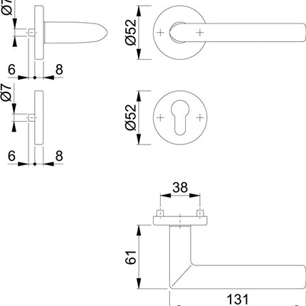 HOPPE Zestaw rozet Stockholm E1140Z/42KV/42KVS Stal nierdzewna F69 ( 3000252114 )