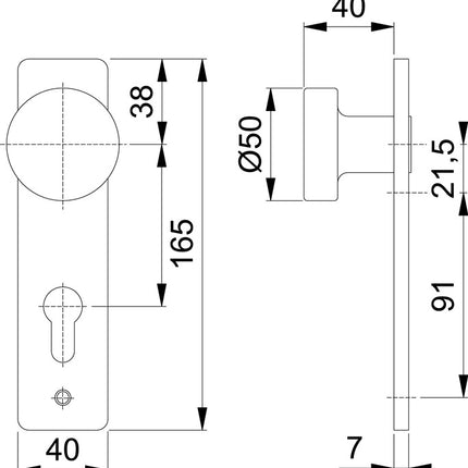 HOPPE Pokrętło z krótką płytką 58/202K Aluminium F1 ( 3000252051 )