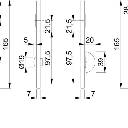 Para krótkich płyt tylnych HOPPE 202KP aluminium F4 ( 3000252027 )