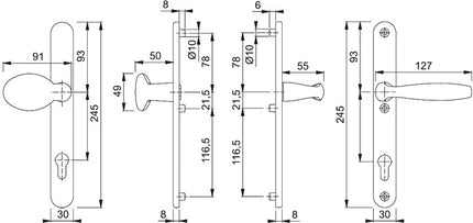 Zestaw drzwi profilowych HOPPE New York 76G/3346/1810 Aluminium F1 ( 3000203628 )