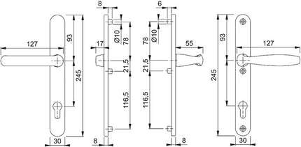 Zestaw drzwi profilowych HOPPE New York 099KH/3346/1810 Aluminium F1 ( 3000203644 )