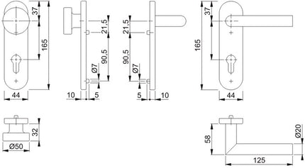HOPPE zestaw rozet Amsterdam E58/353KH/1400 stal nierdzewna F69 ( 3000203121 )