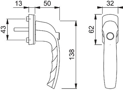 Klamka okienna HOPPE New York 0810SV/U10 aluminium F9 / kolor stalowy ( 3000203687 )