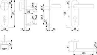 HOPPE Feuerschutzgarnitur Amsterdam FS-E58/353KH/1400 Edelstahl F69 D/K ( 3000203125 )