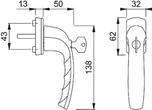 HOPPE Fenstergriff New York 0810S/U10 Aluminium F9016 / verkehrsweiß ( 3000203674 )