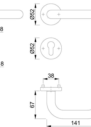 HOPPE Zestaw rozet Paris E138Z/42KV/42KVS Stal nierdzewna F69 ( 3000203009 )