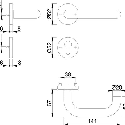 HOPPE Zestaw rozet Paris E138Z/42KV/42KVS Stal nierdzewna F69 ( 3000203009 )