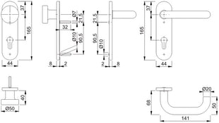 Zestaw krótkich rozetek HOPPE Paris E58/353K/138Z stal nierdzewna F69 ( 3000203015 )