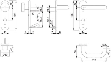 Zestaw krótkich rozetek HOPPE Paris E58/353K/138Z stal nierdzewna F69 ( 3000203015 )