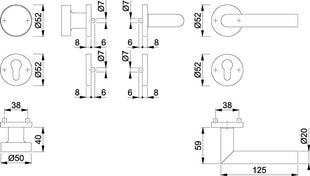 HOPPE Rosettengarnitur Amsterdam E58/42KV/42KVS/1400Z Edelstahl F69 ( 3000203003 )