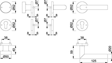 HOPPE Zestaw rozet Amsterdam E58/42KV/42KVS/1400Z Stal nierdzewna F69 ( 3000203003 )