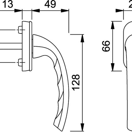 Klamka okienna HOPPE Tokyo 0710/U26 aluminium F1 / kolor naturalny ( 3360003011 )