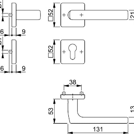 Zestaw róż HOPPE Dallas E1643Z/52KV/52KVS stal nierdzewna F69 ( 3000220025 )
