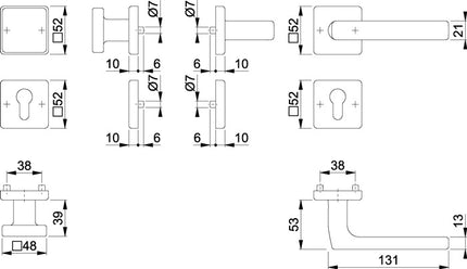 HOPPE Zestaw rozet Dallas E43L/52KV/52KVS/1643Z Stal nierdzewna F69 ( 3000220027 )
