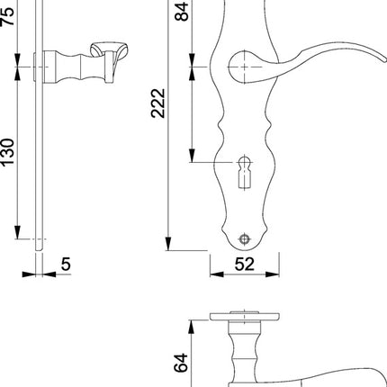 HOPPE zestaw długich rozet Weimar M112SLN/2007 mosiądz F71 ( 3000253090 )