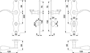 HOPPE Langschildgarnitur Weimar M112SLN/2007 Messing F73 ( 3000253095 )