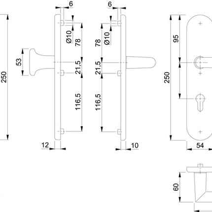Meble HOPPE Security Amsterdam 86G/3331/3310/1400 Aluminium F1 ( 3000209118 )