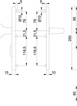 HOPPE Schutzgarnitur Amsterdam 86G/3332ZA/3310/1400 Aluminium F1 ( 3000209120 )