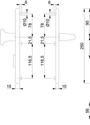 HOPPE Security furniture Paris 86G/3332ZA/3310/138L Aluminium F1 ( 3000209108 )