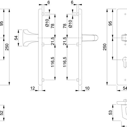 HOPPE Security furniture London 61G/2221/2210/113 Aluminium F1 ( 3000209032 )