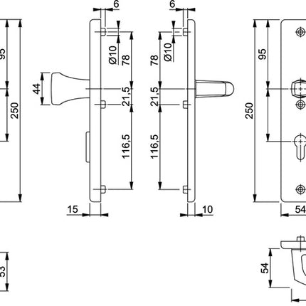 HOPPE Security furniture London 78G/2222ZA/2410/113 Aluminium F1 ( 3000209912 )