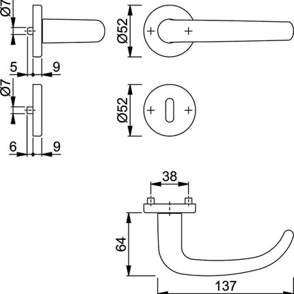 Zestaw rozet HOPPE San Francisco 1301/42KV/42KVS Aluminium F1 ( 3000202000 )