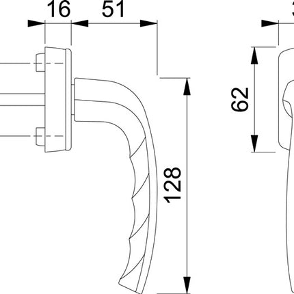 Klamka okienna HOPPE New York 0810/US10 aluminium F9 / kolor stalowy ( 3000203781 )